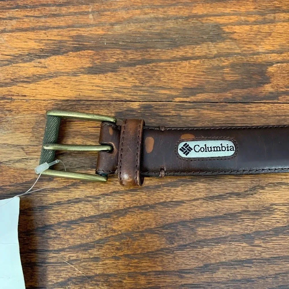 Columbia CS5001 Genuine Full Grain Brown Leather Belt Solid Brass Size 34/85‎